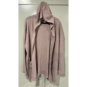 Be Cool Women’s 2XL Cardigan Sweater Open Drape Hood Front Pockets Pink NWOT